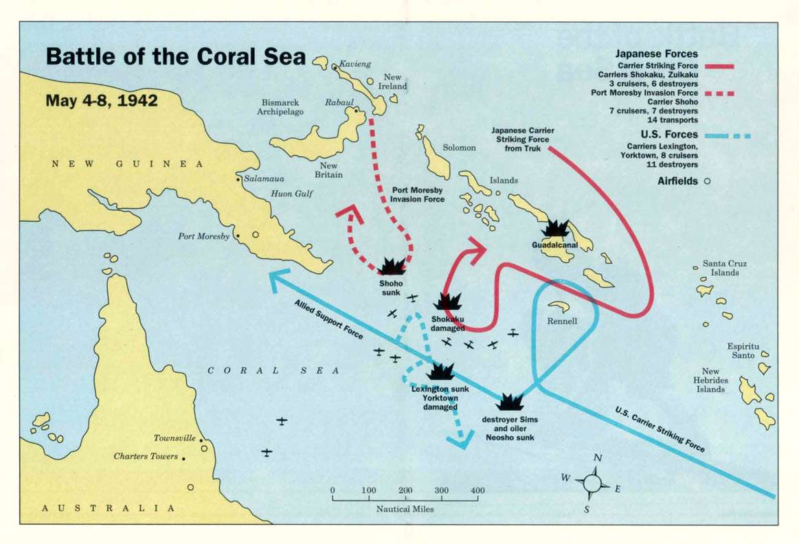 battle of coral sea map